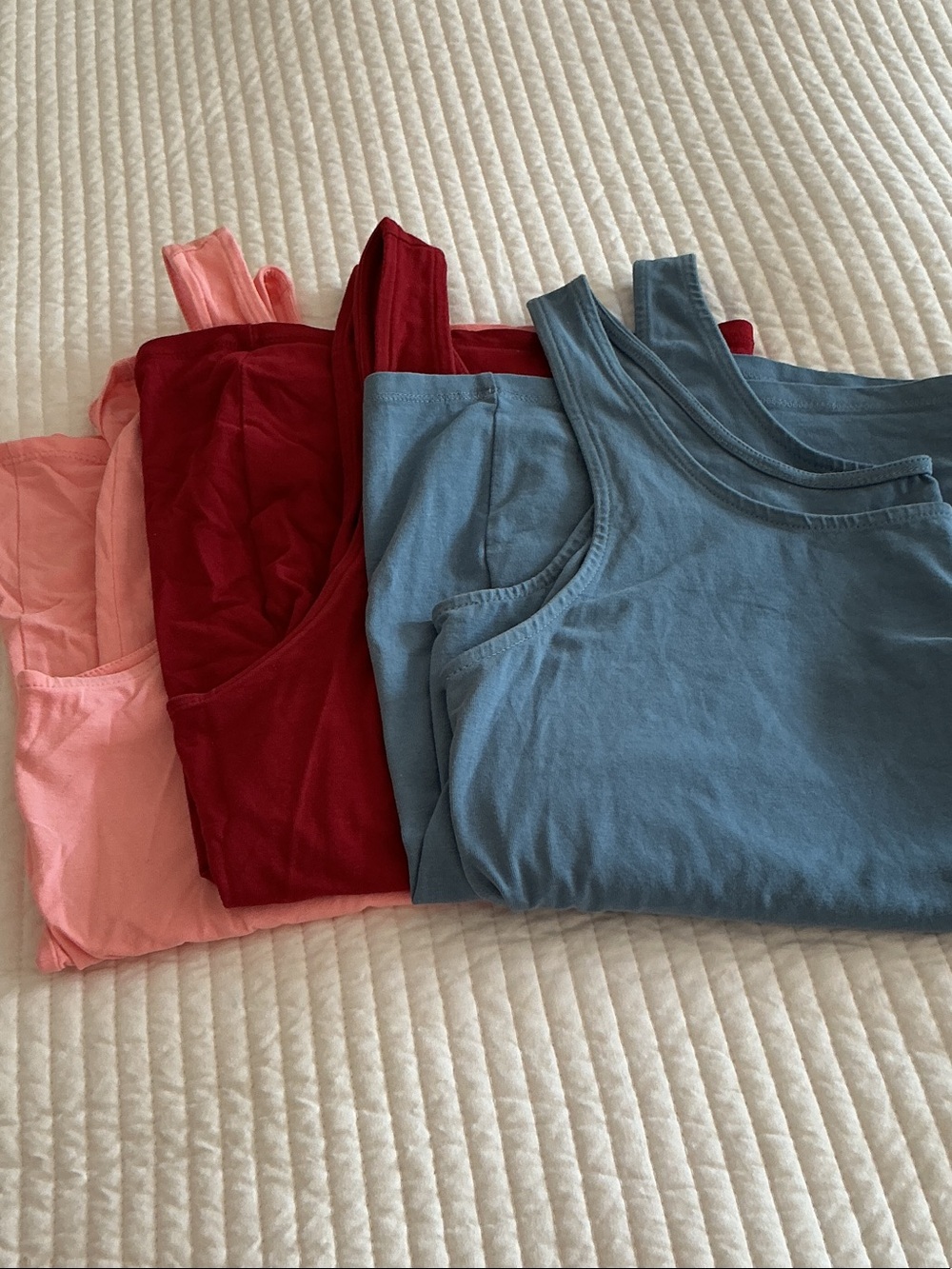 J. Jill Cotton Perfect Tank Tops in coral, deep red blue